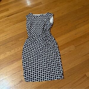Lauren Ralph Lauren Blue and White Patterned Midi Dress - size small
